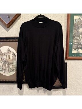 Gran Sasso Lana Wool/Silk/Cashmere Blend Black Turtleneck Sweater Italy Sz Large